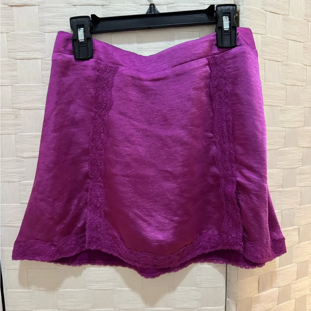 Forever 21 Satin Lace Mini Skirt Fuchsia Y2K Girly XS